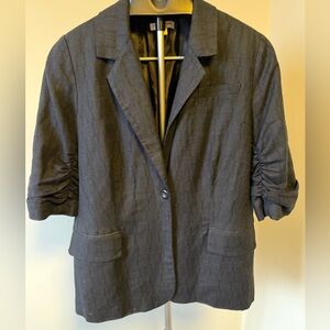 Coldwater Creek Black Linen Blend 3/4 Sleeve Blazer Sz 16